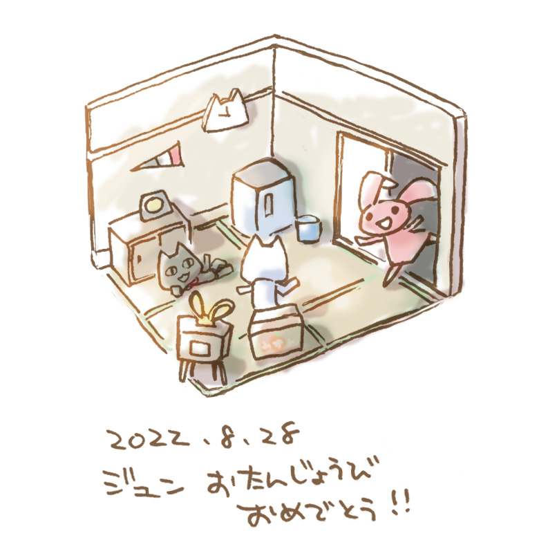 Fuju_F's tweet photo. ジュン、お誕生日おめでとですニャ
 #どこでもいっしょ  #三原ジュンさま生誕祭ピョン https://t.co/LBxyS8No57