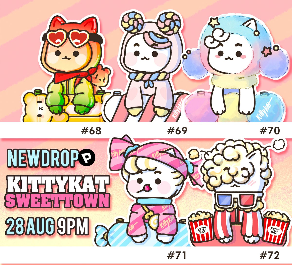 GangKittykat's tweet photo. 😻วันนี้ @GangKittykat  มีดรอบนะคะ 🎂

์🍬NEW DROP : SWEETTOWN 
🍿 KITTYKAT #68-72
🍭28 AUG (Tonight) 9.00 PM 

Discord: https://t.co/YIrtHr1Mwo
Paras: https://t.co/TzpsnhrJV3

#NEARnft #NFTCommunity #kittykat #NFTTHAILAND  #nftcollector  #NFTdrop https://t.co/EF92XLOV2r