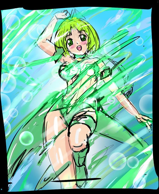 ミュウレタス220828
変身シーンのイメージ落書き 