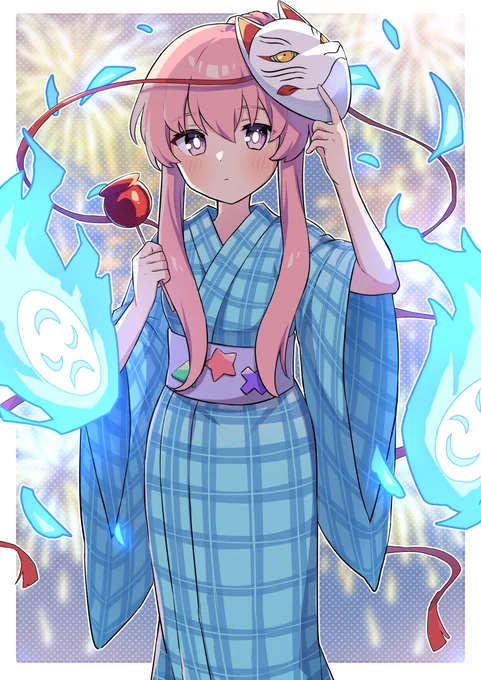 夏も終わりなので浴衣こころちゃん(再掲)#東方project 