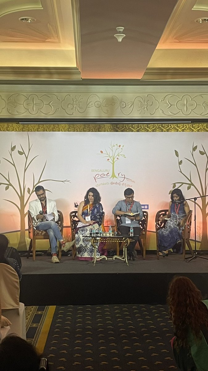 BengaluruPoetry's tweet photo. Join Pervin Saket, Siddharth Dadgupta,  Sekhar Banerjee, and Sufia Khatoon for ‘One’s Self I Sing’ underway right now @TheLeelaHotels, Bengaluru! 

#bpf22 https://t.co/iXjhn3HSq2
