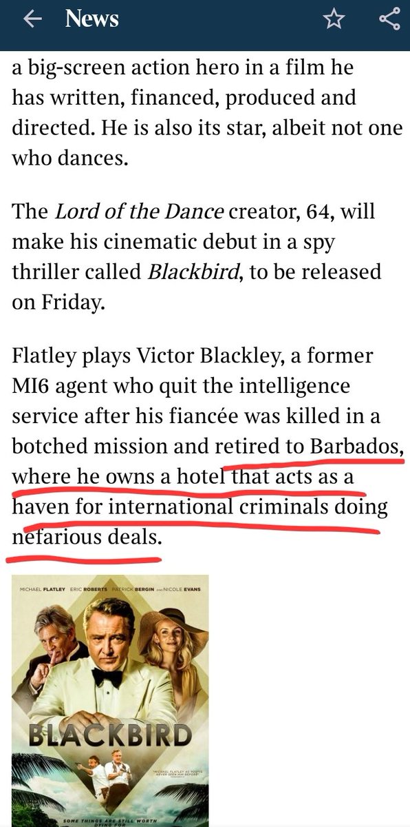 Livooo's tweet photo. @thetimes today
-Riverdance
-Commercial wrangles (Lord of the dance)
-Ossie Kilkenny (Sandy Lane Set) Hotel/Barbados
-Everton (&other β½οΈ clubs)
-Offshore/Finance
-Fraud/Criminals/Spies
Where #Flatley get his inspiration?ππ€
@WatchedToffee @theesk @tariqpanja @DuffofBrentford https://t.co/oK0mwni7jE