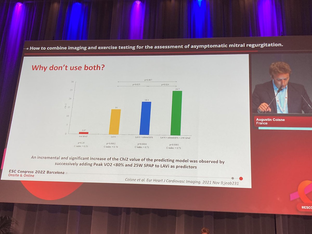 AndreasGevaert's tweet photo. #ExerciseEcho in mitral regurg
📍Ex test in all ‘discordant’ MR
📍PAP, MR severity, LV&amp;RV reserve stratify risk
📍Big ⬆️at low watts🟰prognostic
📍Additive value of #CPETecho
@AugustinCoisne at #ESCCongress #CVImaging #Exercise @Sarah_Moharem  @PezelT @DonalErwan @MarcDweck https://t.co/AvYRf3hKYw