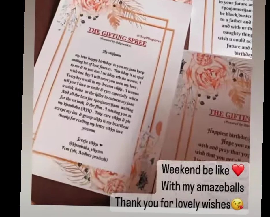 Khanbaba_vikram's tweet photo. The letter ✉ ♥ on his bday wish finally he reach awwww 
Sreeja vikku forever my boy @vikram_the_Leo I love youuuuu 
#vikramsinghchauhan https://t.co/9DSCg2RWdt