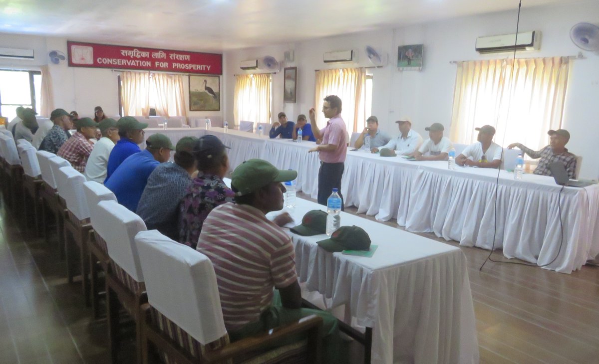 #CommunityBasedAntipoachingUnits play imp. role for controlling #poaching & #IWT in #Nepal. We conducted 3-day training for 22 #CBAPU members from DFO #Chitwan area on wildlife survey, conserv. rules regulations & use of technology. Thanks to @iwtcf for supporting this project.