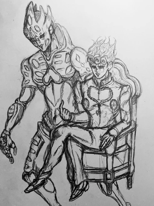下絵終わりました ジョルノの顔があまり満足してませんがこれでいいでしょう 次ペン入れ! #イラスト練習中 #アナログイラスト #ジョルノ・ジョバァーナ #ゴールド・エクスペリエンス・レクイエム