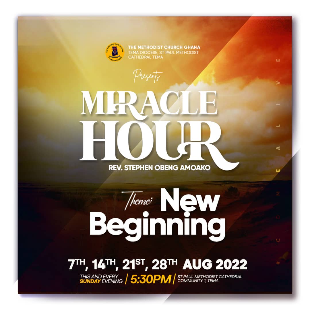 spmctema1's tweet photo. Join us this evening for Miracle Hour @ 5:30pm
#MiracleHour
#Spmctema1
#TheMethodistChurchGhana https://t.co/EK1Xl7EYKF