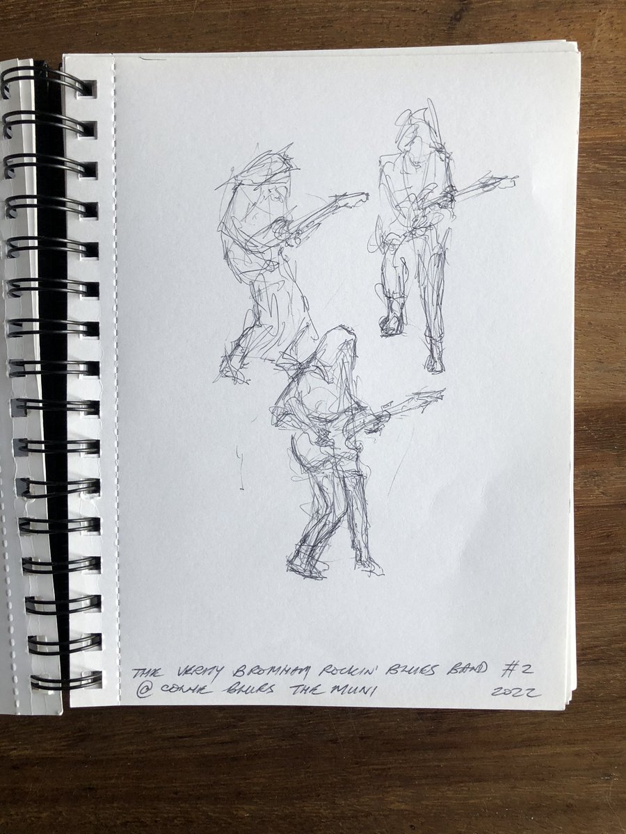 PeteMarshArt's tweet photo. Pages from a sketchbook, another great day with @bluesmanjv & @crowblackband at yesterday's @ColneBlues where I am "artist-in-Residence" (again). @pendlehippo @ColneMuni #johnverity #crowblackchicken https://t.co/C3D7wwbtpk