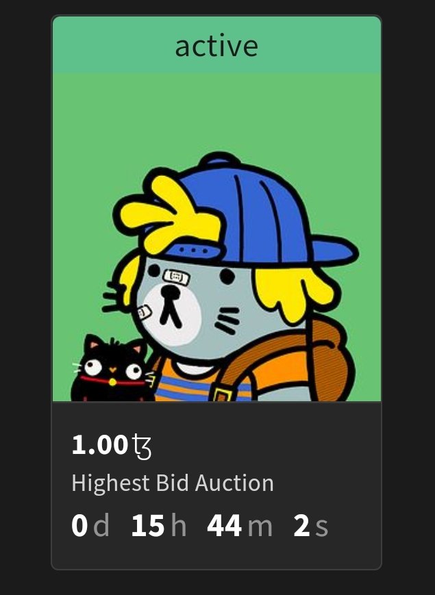 NANA NANANA!! 

<a href="/KaibaSmith/">Kaiba</a> is open auction for his LAE right now. Its QUILL and FELIX the derivative Lae for <a href="/Alifandagg/">Alifanda Ghifari</a> . 

Open bid at 1tz only. 

Hope someone will adopt him. 
Link :
objkt.com/auction/e/LN33…

#laeandhiskroco #nft #nfts #tez #tezos #NFTCommunity #CleanNFT