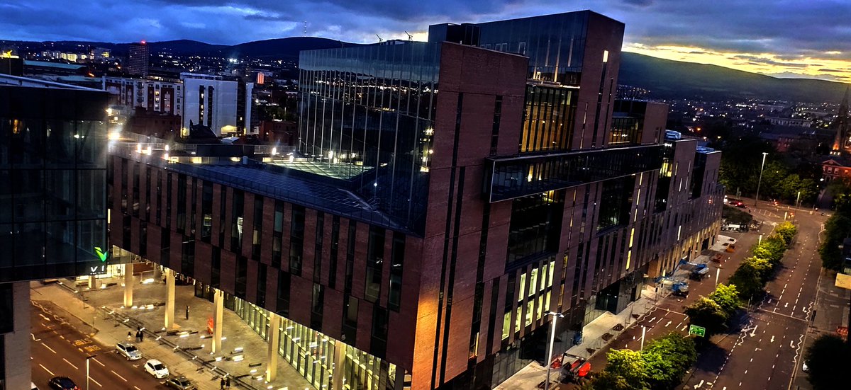 Sunset view at <a href="/UlsterUni/">Ulster University</a>, Belfast campus.