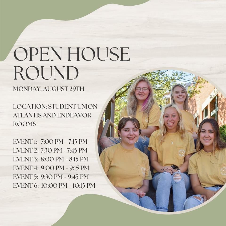 This Monday come to CPH Open House round! This is for all the women who have registered for recruitment and all of the ladies who are looking for a way to get connected on campus, build your leadership and make a difference. #wrightstateuniversity #recruitment