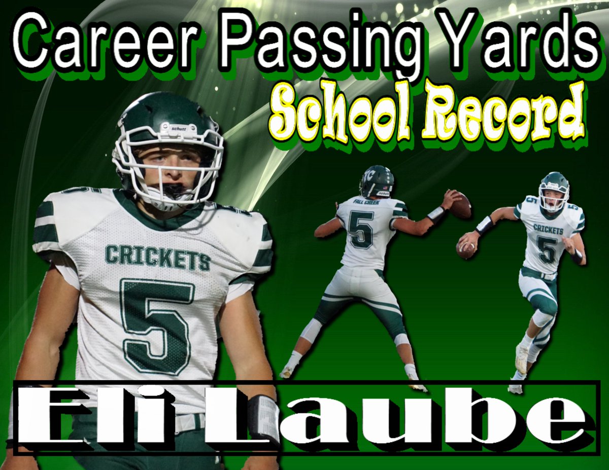 DaveStrasburg's tweet photo. Congratulations to Eli Laube on setting the School Record for Career Passing Yards Friday Night.   He now has 2302 yards.  Eli also holds the record for Passing Yards in a Game &amp; Passing Yards in a Season. Previous recorder holder was Cody Folkers from 2012-12015. https://t.co/VvbfPoO9xg