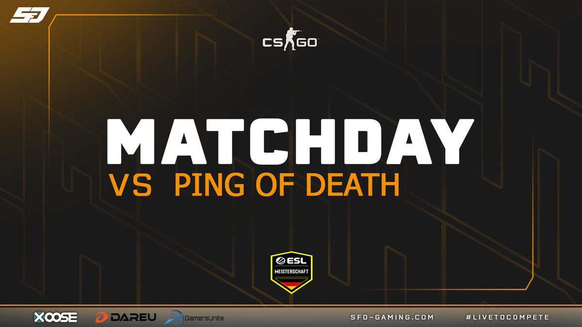 SFDGaming's tweet photo. 🍿#MatchDay🍿
Nach den 2 Siegen in #ESEAOPEN wollen unsere Jungs heute auch einen Sieg in der @ESLGermany Meisterschaft einfahren🔥🚀
Holt euch die Punkte!🍀
🆚 #pingofdeath
⏰ 20:00 Uhr
🗺️ Bo2
📺
🎤
🏆 #ESLM
#ESLM #CSGO #eSports #livetocompete https://t.co/xX4XABUb0d