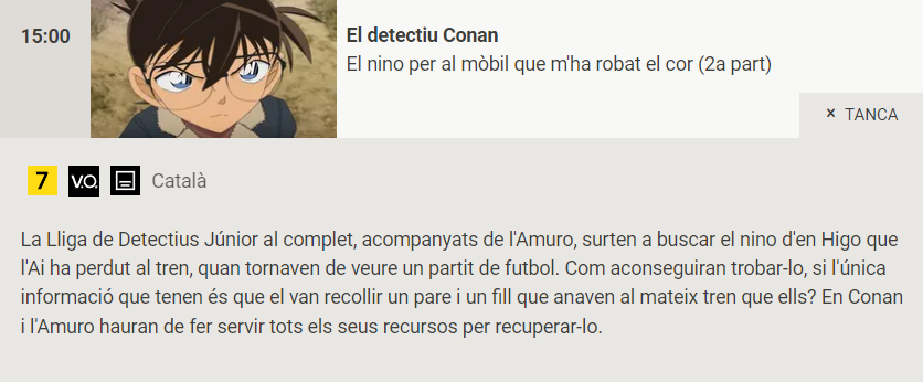 Us porto molt bones notícies! Ara sí que si, després de mesos d'espera el 6 de setembre tornarem a tenir nous episodis d'"El Detectiu Conan". Els episodis que falten per emetre són del 926 al 940 (numeració japonesa). Agrairia molt un retuit! Gràcies!