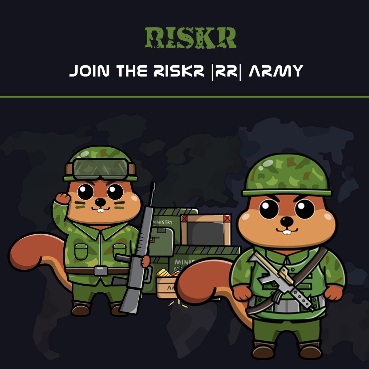 PlayRiskR's tweet photo. Which faction will you choose, soldier?🪖 SQuirr3l gang seems to be looking for some more brothers-in-arms💣

#NFTproject #NFT #SolanaNFT #DeFi #Solana #web3 #passiveincome #nodes #jointheranks https://t.co/57fBa5RgeJ