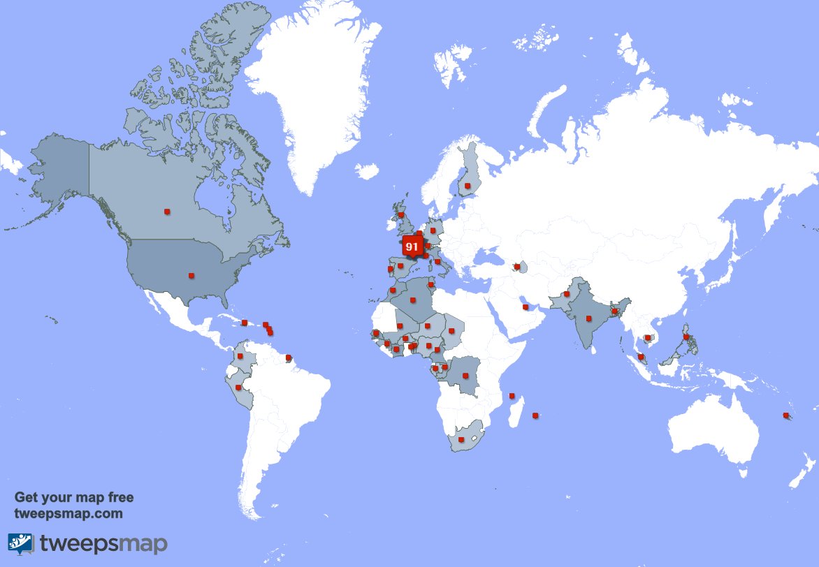 Merci beaucoup à mes 1 nouveaux abonnés qui vivent en: Côte-d'Ivoire la semaine dernière. tweepsmap.com/!Digital_flori…
