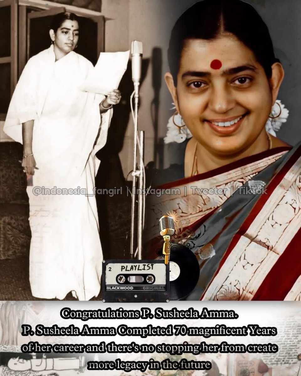✨ 1952 - 2022 ✨

Congratulations P. Susheela Amma.

P. Susheela Amma Completed 70 magnificent Years of her career and there's no stopping her from create more legacy in the future. 🎉💐🦋❤️🙏🏻.

#psusheela #psusheela70 #celebration #singing #career