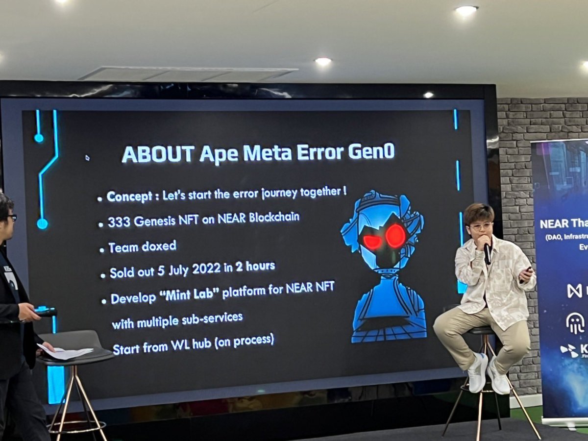 Apemetaerror's tweet photo. NEAR DIN-DAO (Thailand-Malaysia)
One more stage of AME. 
By @KillSwitch_Defi 
Nice to meet you today @oct_network @3six9OFFICIAL @bedune_io @contributedao @harmoniesDAO 
#NEARisNOW #nearnft #ame https://t.co/92sSP3zREd
