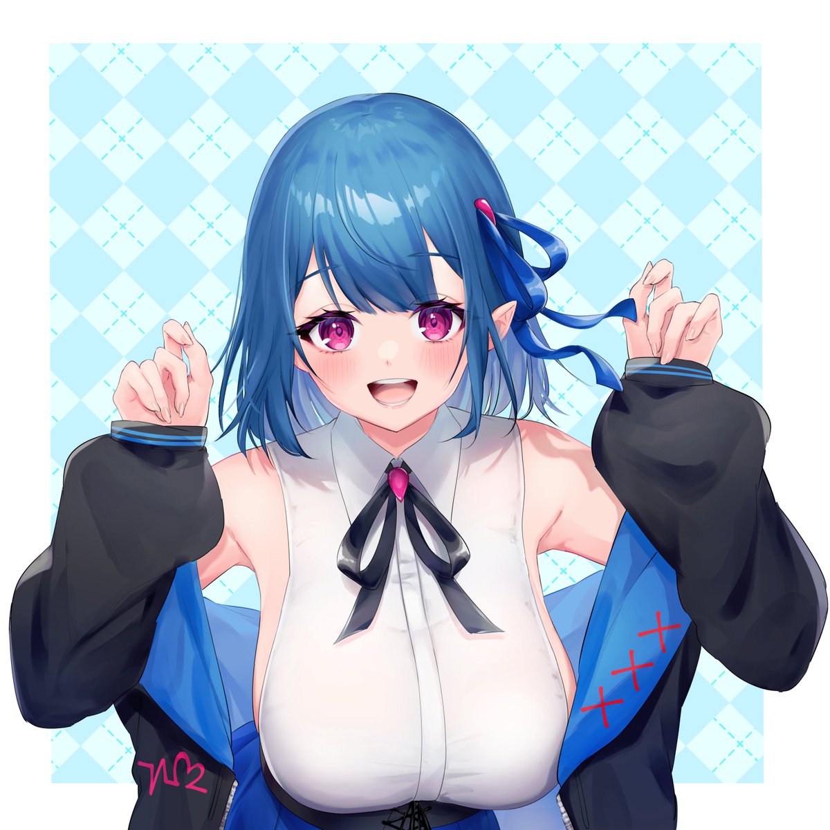 「葉瑠( )様を描かせていただきました～!ご依頼ありがとうございました!ちょーかわ」|紅いあめ🍭@Skeb募集中のイラスト