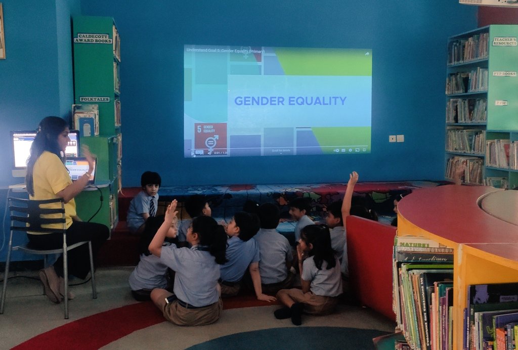 Library integration #Grade 2 #Unlocking  SDG#5 'Gender Equality' with the help of Ruby's Wish@ShirinYimLeos #Teachers took it forward in the class and cemented their understanding #Ss interviewed their grandparents on equal education opportunities when they were young #library