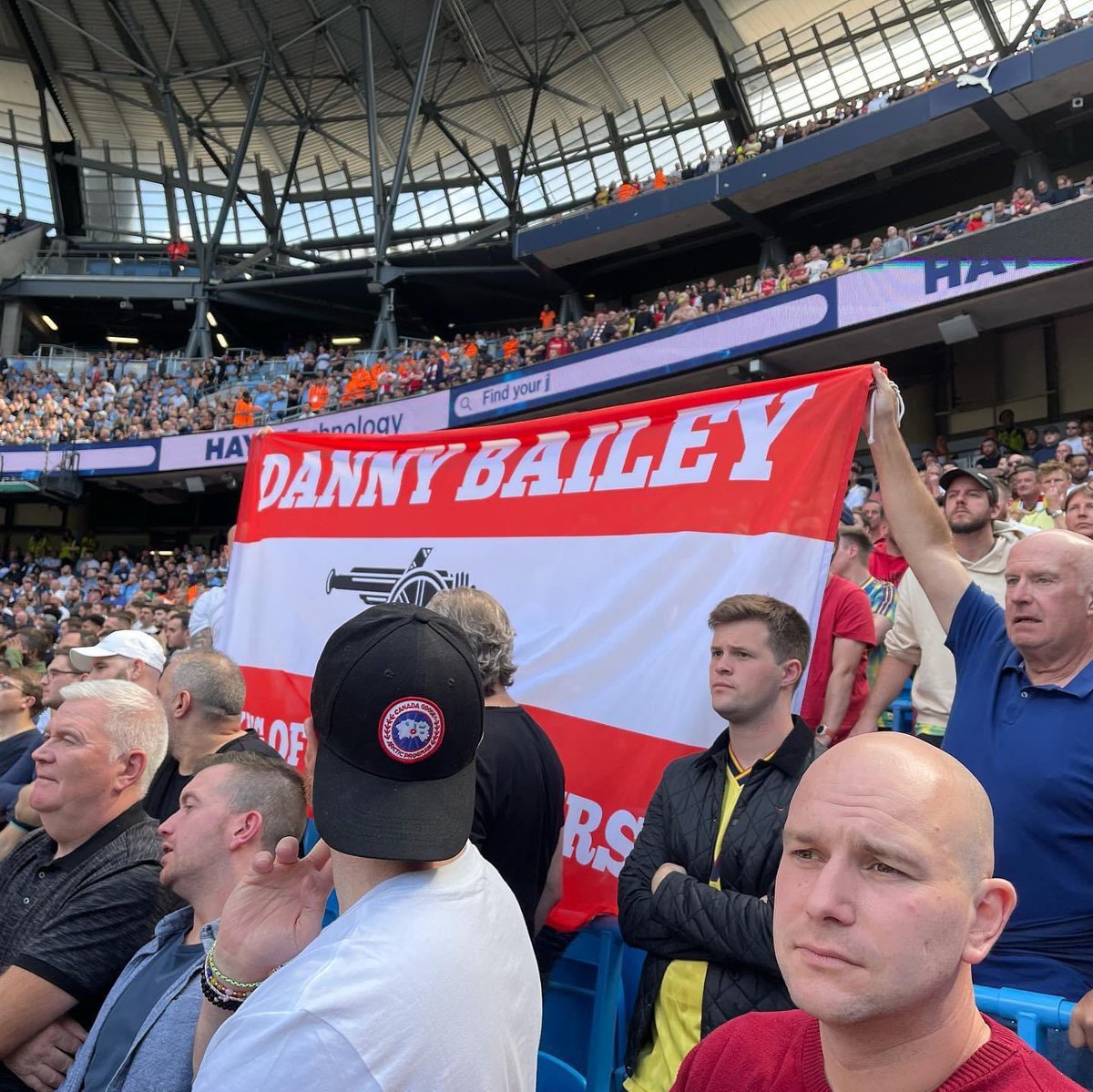 AFC_GLEN's tweet photo. This time last year it was Manchester City away. We got battered. Xhaka red card Leno was catching flies not footballs. Defence was about as strong as a chocolate tea pot. But you’ve got to experience the lows to really appreciate the highs. #UTA #DannyBailey Flag ❤️ https://t.co/bus9StUUWO