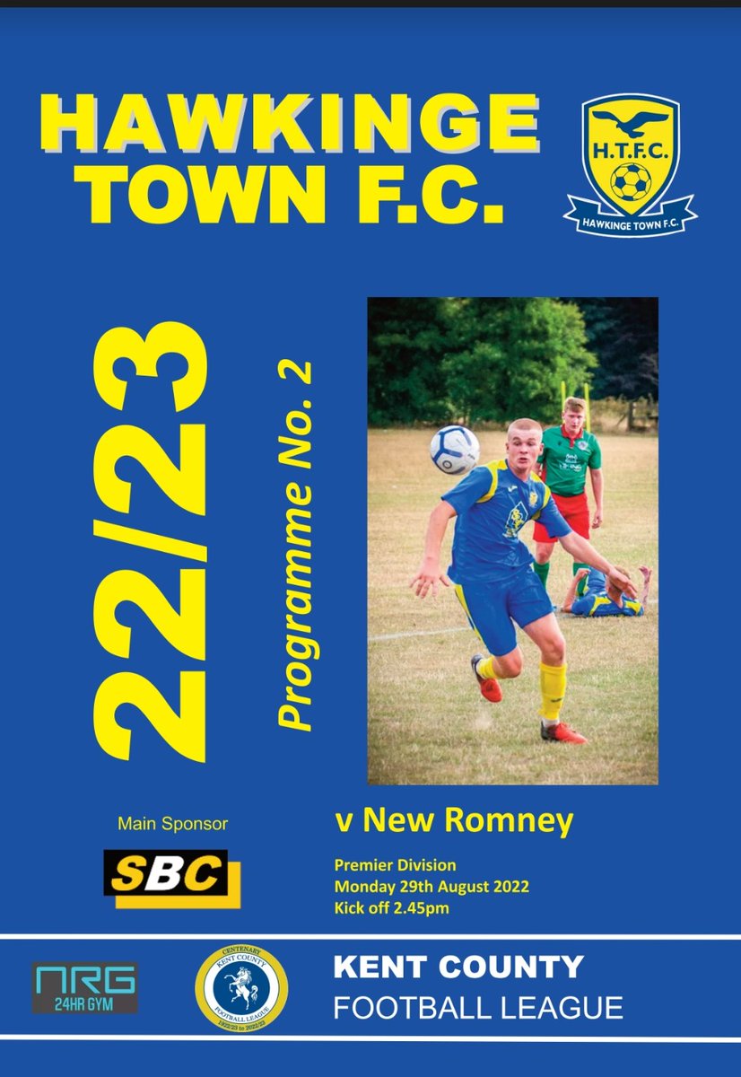 Bank Holiday Monday we host local rivals <a href="/NewRomneyFC/">New Romney FC</a> in a tough local derby!

Looking forward to a bumper crowd to cheer the lads on!
💙💛🦅

⚽️ Vs <a href="/NewRomneyFC/">New Romney FC</a>
📅 Mon 29 Aug 
🏆 Kent County Football League Prem
⏱ Kick Off 2.45pm 
🍻 Licensed Bar
📍 CT18 7AY🟡🔵
COYH🦅