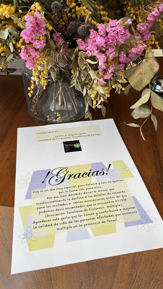 atuemteruel's tweet photo. #ATUEM #Solidaridad
Paloma y Luis han querido compartir con nosotros la alegría del día de su boda en el que se han acordado de asociaciones de enfermos entre la que nosotros estamos.
Muchísimas gracias de parte de todos los socios!
Gracias a estos gestos seguimos en la brecha! https://t.co/DwFkCKmaW6