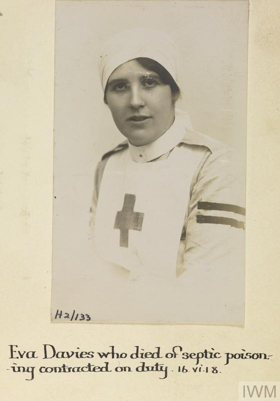 Wales_Battles's tweet photo. Eva Martha Davies, a Voluntary Aid Detachment civilian Nurse working in No 3 Western General Hospital in Cardiff died whilst tending to the World War 1. She is now commemorated on the Llantwit Major cenotaph. Her name was not added as one of the war dead until 2017 #CWCG #WW1 https://t.co/Tsl0PU571f