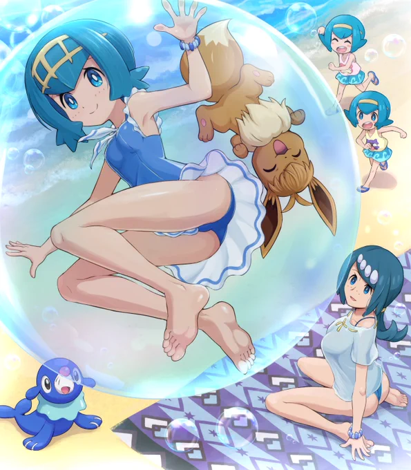 ポケモン水着美女スイレン&amp;アシマリ 