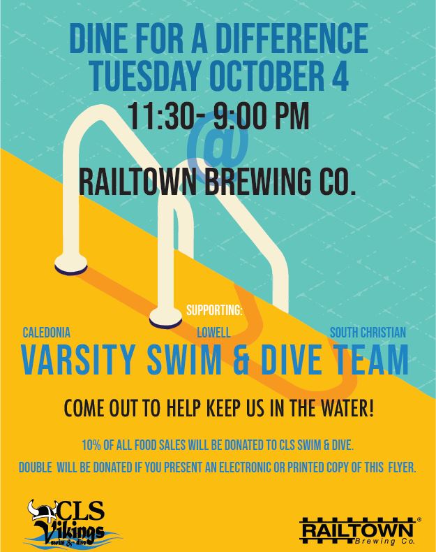 CLSSwimDive's tweet photo. SAVE THE DATE - October 4, 2022 🍽🍔

Stop by @RailtownBrewing and support our CLS Athletes!!!!

Tell your friends, family, next-door neighbor, mailperson, and people you see in line at the grocery store.  Literally, anyone and everyone you talk to.

THANK YOU Railtown! https://t.co/t4I261gaVM