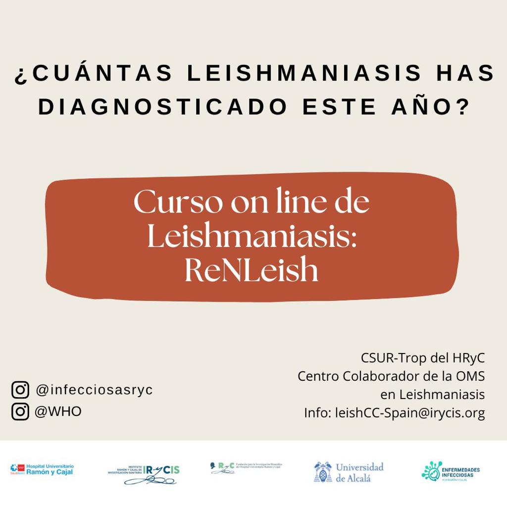 LeishSpain's tweet photo. Desde el CSUR-trop como Centro Colaborador de la OMS https://t.co/gVPjqFPCD8 con el apoyo del IRYCIS y @UAHes ponemos en marcha un curso On-line #Leishmaniasis ReNLeish, que empieza el 18 de octubre. Inscríbete en: https://t.co/U7G2eJ1lJ0 + info: leishCC_Spain@irycis.org https://t.co/HKi5GvevZN