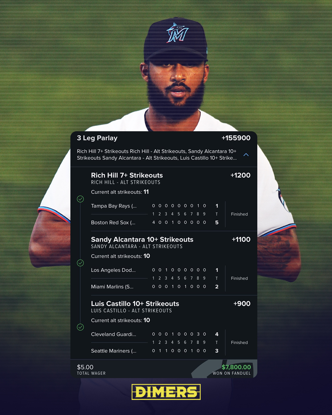 on Twitter "This 3leg 7800 parlay hit off of 5 from last