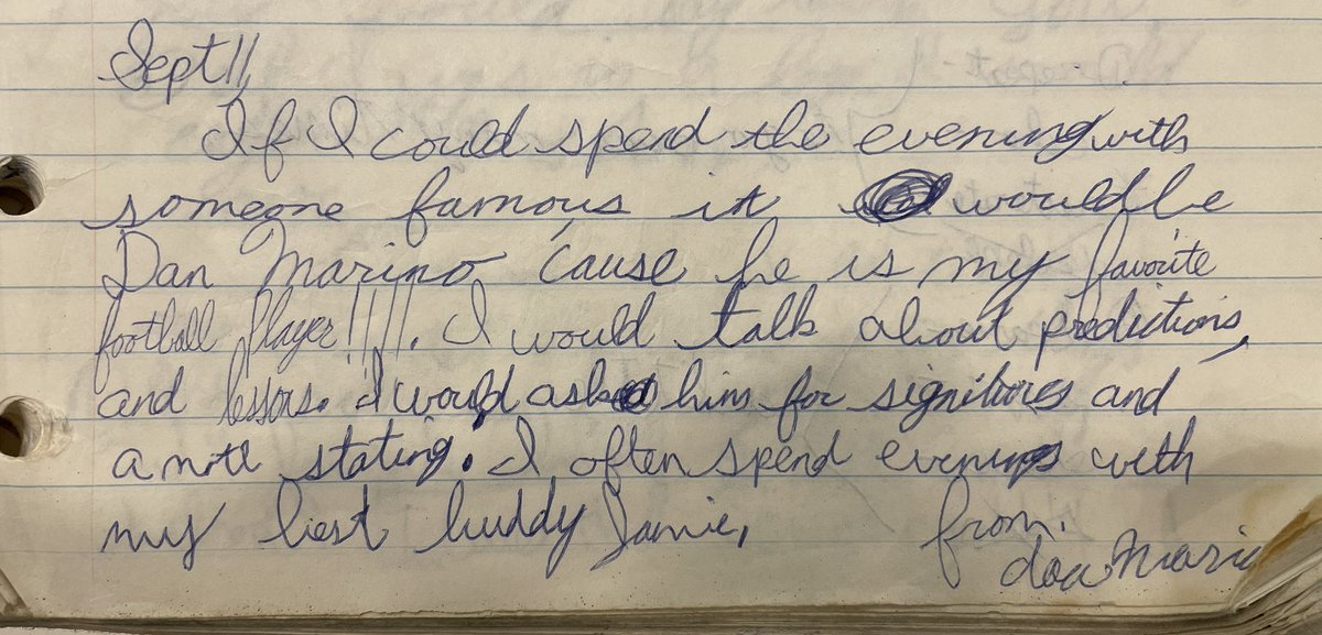 Drjhoffmanmiami's tweet image. From my 7th grade class journal- 1987- still haven’t hung out w @DanMarino but enjoy getting to practice medicine in my favorite city every day. Still get excited before @MiamiDolphins season begins- should be a fun year!