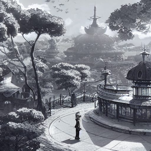 clickcrack04's tweet image. ラビングの部屋に使えないかなあと、呪文を唱えているところ

アジア風なので使えないけど、個人的にこれかなり好きなので供養　#StableDiffusionDemo