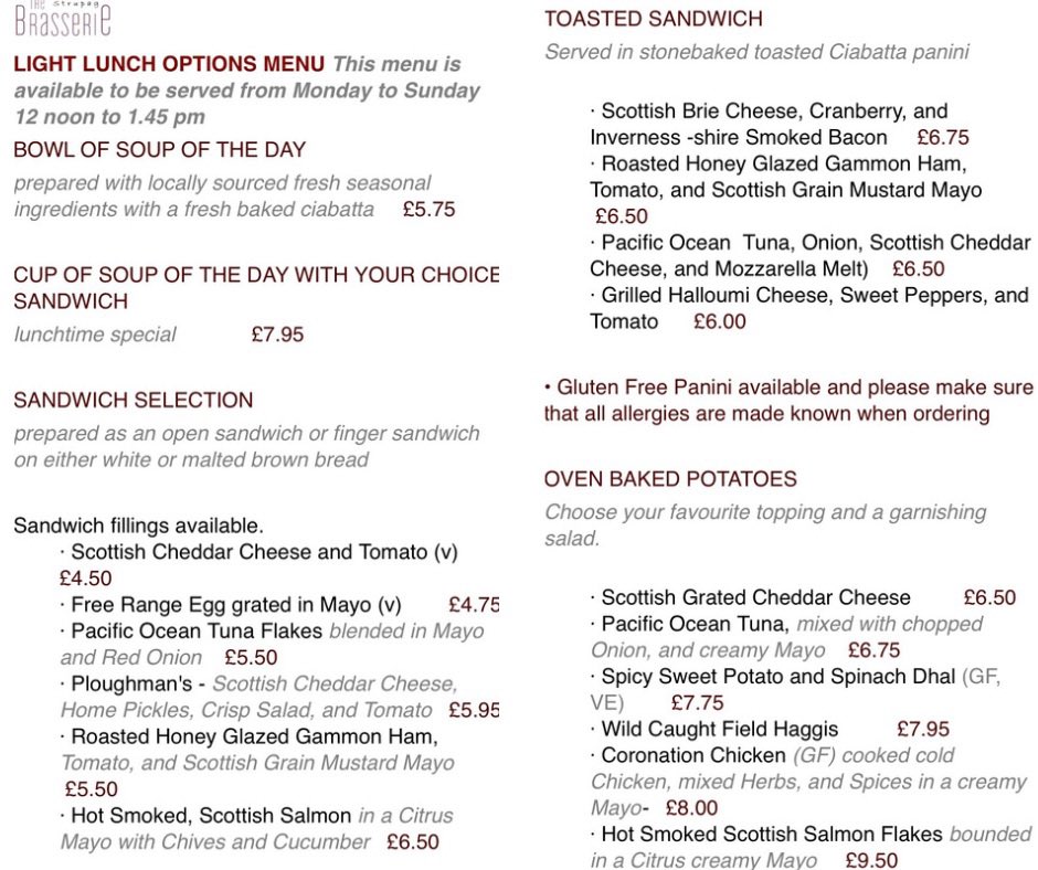 Our new lunch menu, available daily from 12pm 👍