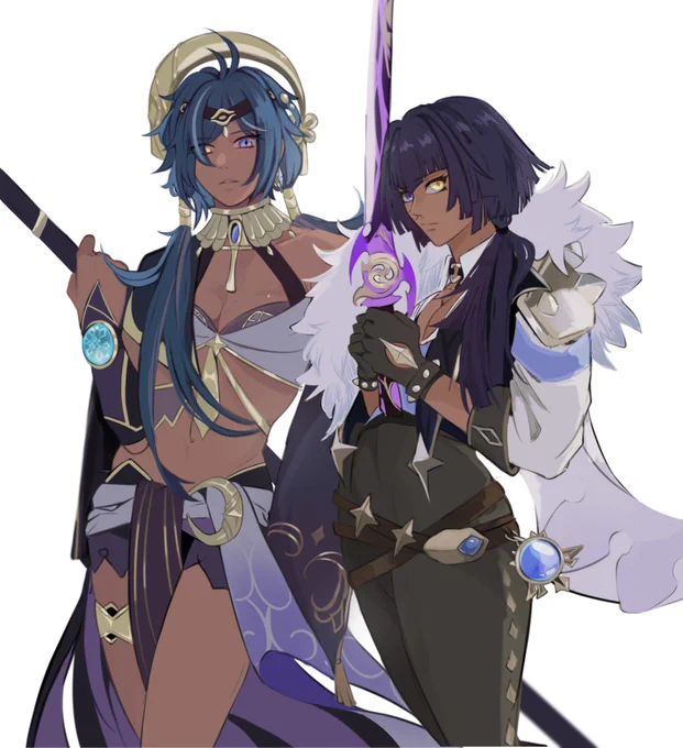 kaeya from the desert and candace from mondstadt 