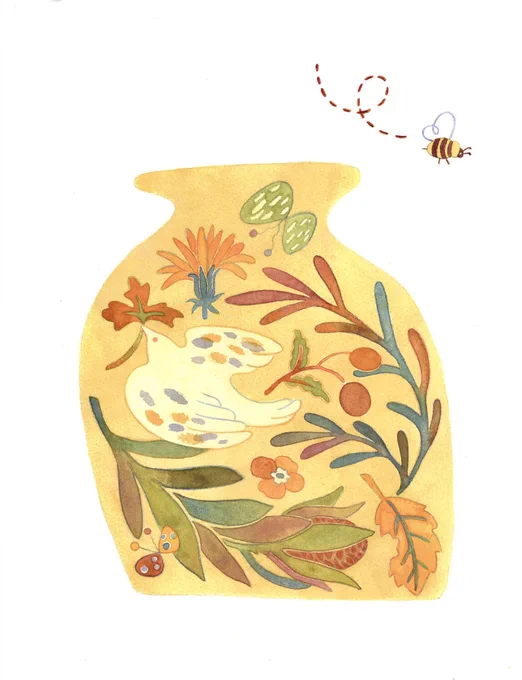 DM片面のイラストを描かせてもらいました!素敵なDMで何度も眺めています『はちみついろのゆめ』 