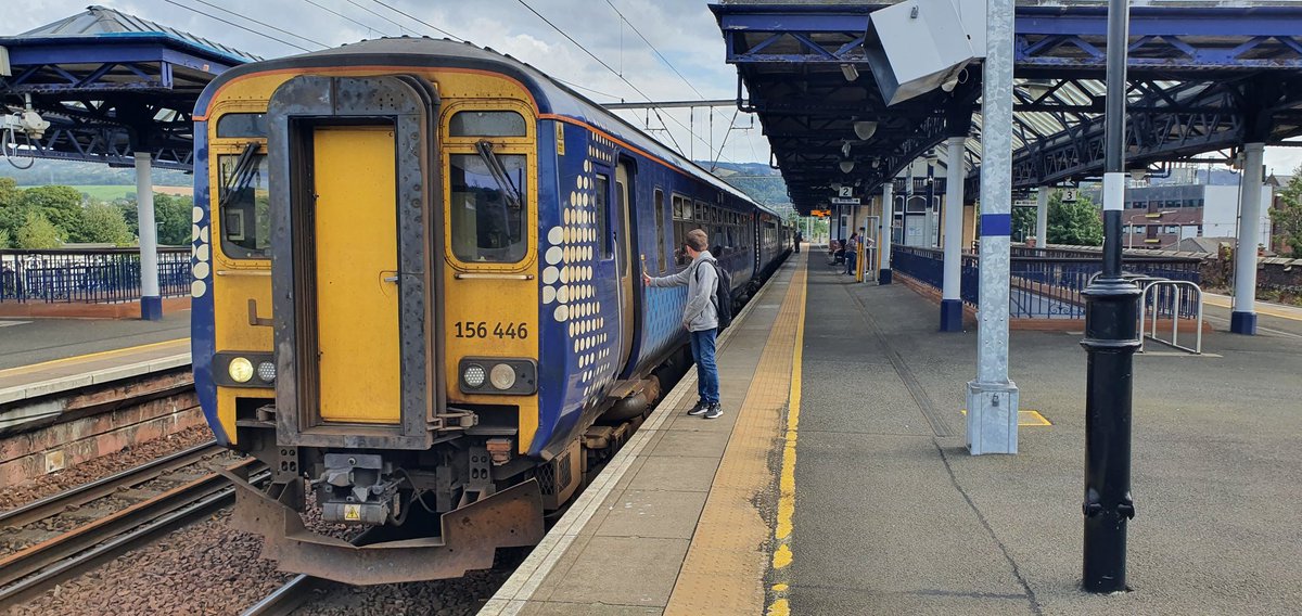 PaulMBigland's tweet photo. My final train of #RailRover2022 and another @Guard_Amos would enjoy. it's the 12:47 Dumbarton Central to....Oban. Oh, and after 7 days and 80+ trains @scotrail win the #RightTimeRailway award! https://t.co/HHI5oZVHYz