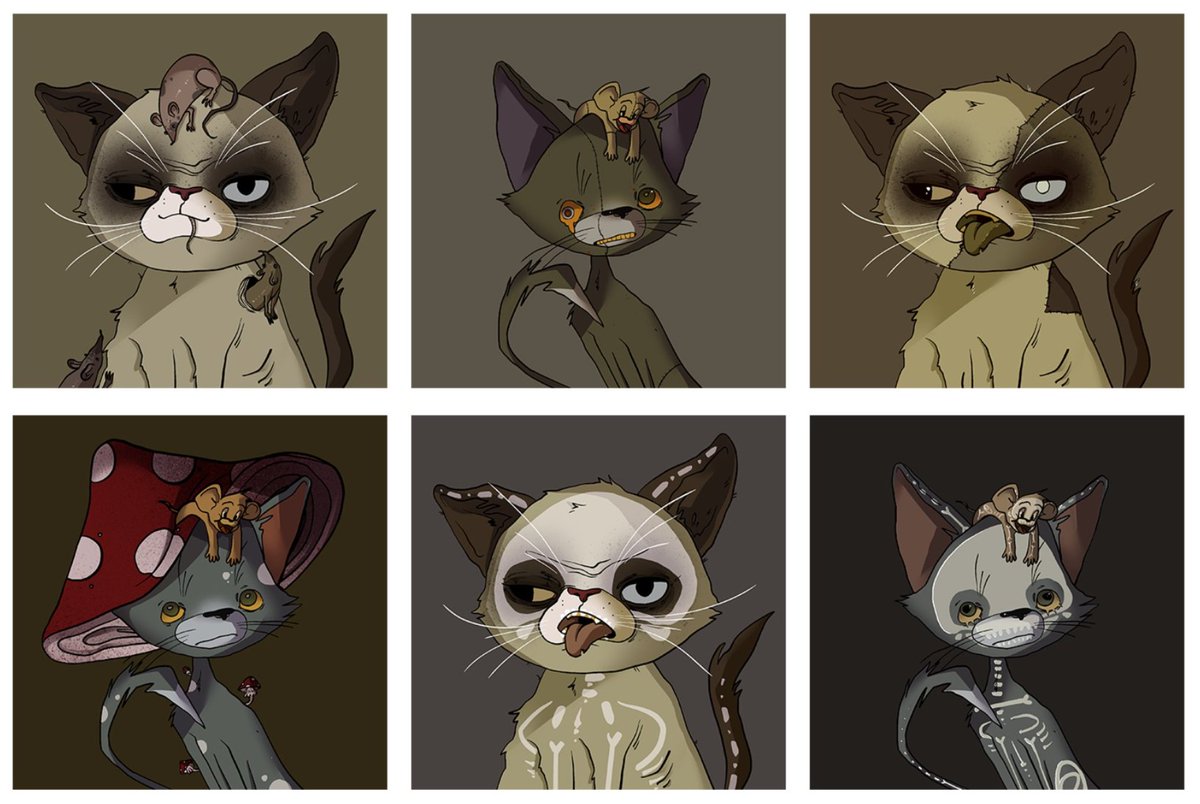 Hello dear goblincat lovers! 
I hope you celebrated as well as we did! Tomorrow evening at 18:00 UTC we will send 6 unique cats among those who like to surround themselves with the largest number of cats!