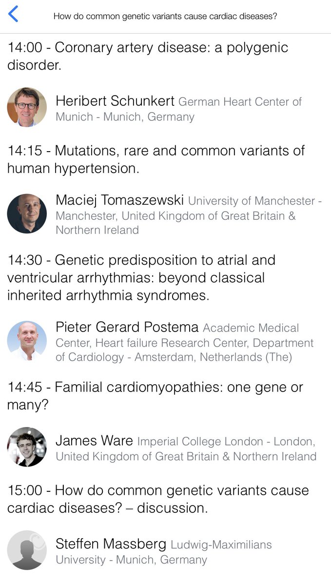 Carol Ann Remme (@carolremme) on Twitter photo Very interesting session starting at 14:00 in room Munich - How do common genetic variants cause cardiac diseases?
#ESCCongress <a href="/escardio/">European Society of Cardiology</a> #genetics #arrhythmia <a href="/CVR_TomaszGuzik/">CVR Tomasz Guzik</a> <a href="/JordiHeijman/">Jordi Heijman</a> <a href="/JulienBar4/">Julien Barc</a> <a href="/drjamesware/">James Ware</a> <a href="/AnaMGmez4/">Ana M Gómez</a> <a href="/liberale_luca/">Luca Liberale</a> Very interesting session starting at 14:00 in room Munich - How do common genetic variants cause cardiac diseases?
#ESCCongress <a href="/escardio/">European Society of Cardiology</a> #genetics #arrhythmia <a href="/CVR_TomaszGuzik/">CVR Tomasz Guzik</a> <a href="/JordiHeijman/">Jordi Heijman</a> <a href="/JulienBar4/">Julien Barc</a> <a href="/drjamesware/">James Ware</a> <a href="/AnaMGmez4/">Ana M Gómez</a> <a href="/liberale_luca/">Luca Liberale</a>