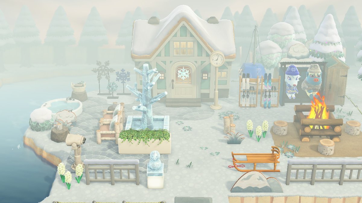 boobitsky's tweet photo. 50th #HappyHomeParadise clients were the big one: My absolute favorites, the King &amp; Queen of my islands, Hans &amp; Whitney <3 Since they are a yeti &amp; an arctic wolf, their home is a winter chalet :-)

#acnhhans #acnhwhitney #acnhdesign #AnimalCrossing #ACNH #NintendoSwitch https://t.co/Hf3IZ530xx