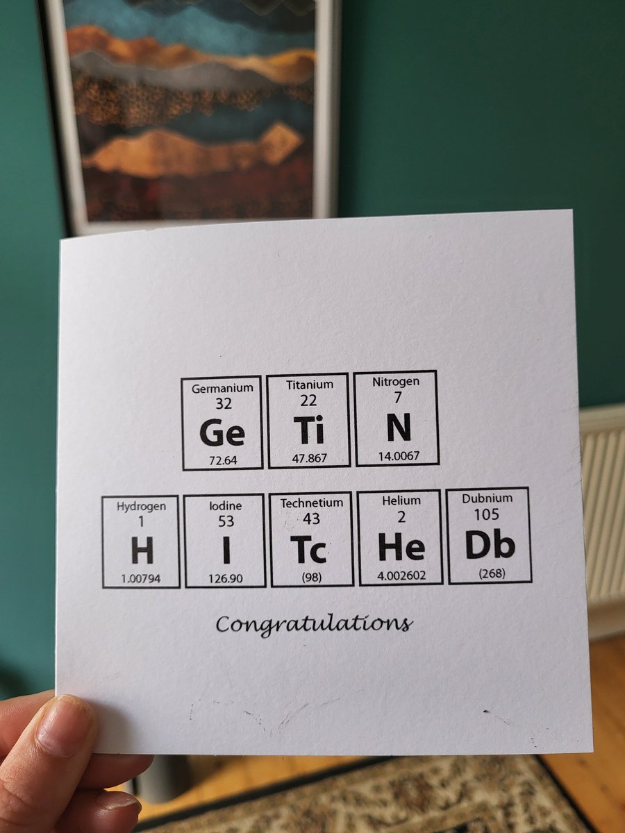 MissSChemistry's tweet photo. It wouldn't be a Chemistry teachers wedding without some gorgeous Chemistry related gifts from my department 🧪. A little late in posting as have been quiet on here over the past year.  What better way to make a comeback than with a new name 😊 #herestoyoumrsrobertson https://t.co/GCLPUWEQXD