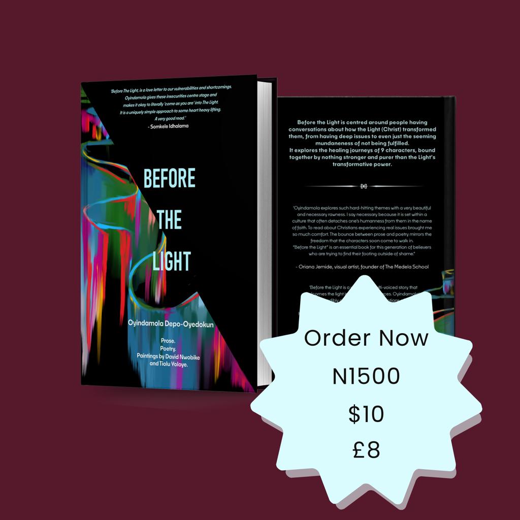 feyikemi_'s tweet photo. Your reminder to buy my ebook #BeforeTheLight via https://t.co/D7DBRIbfk5
If you'd love to hear more about the book from the creators, there'll be a Space to be hosted by @dawn_immanuel by 9 PM today. Word on the street is there might be a giveaway π. Join to find out for sure https://t.co/JrHo4Q2Ef9