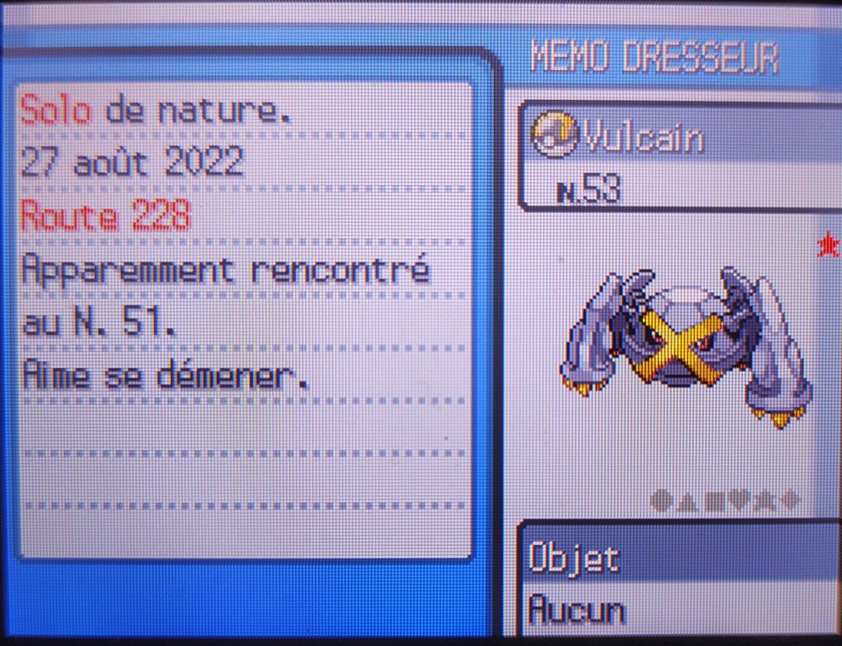 Terhal shiny!!! Cette phase aura été rapide avec 2513 rencontres. C'est juste une dinguerie Métalosse, clairement un des plus beau shiny existant.
