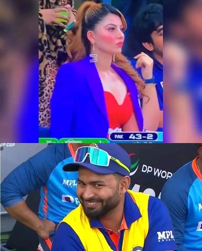 Rishabh Pant and Urvashi Rautela were spotted watching the match together on the field🫂
#INDvsPAK #RishabhPant