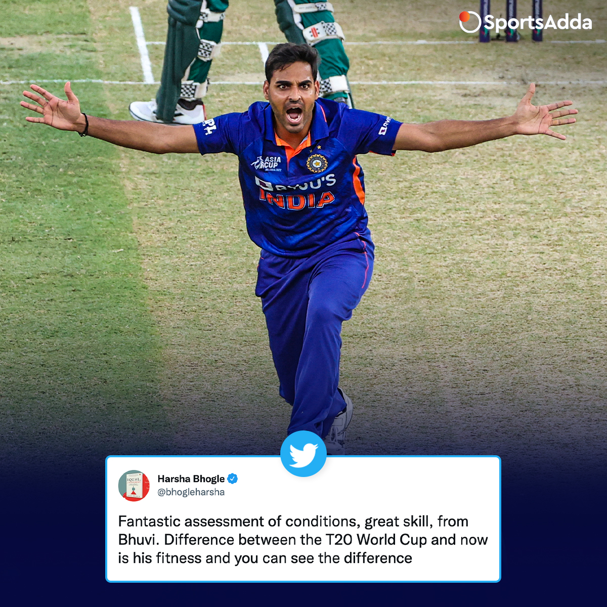 sportsadda_'s tweet photo. It was a Bhuv-tiful display of skill 🤩

#BhuvneshwarKumar #INDvPAK #TeamIndia #AsiaCup2022 https://t.co/sXauE2wRxP