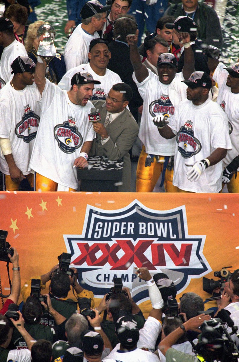 ESPNInsights's tweet photo. On This Date in 1999: St. Louis Rams quarterback Trent Green suffers a season-ending knee injury in a preseason game, opening the door for Kurt Warner. Warner goes on to lead the NFL with 41 Pass TD and lead the Rams to a Super Bowl victory as part of the “Greatest Show on Turf.” https://t.co/Q2bmxujJr0