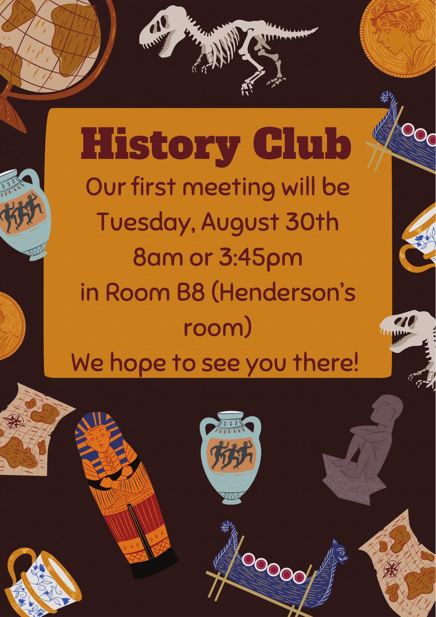newnanhshistory's tweet photo. We are excited to get started! Our first meeting is open to returning History Club students as well as any NHS student who loves history and is interested in learning and interacting in our community. We hope to see you there!! #historyclub #studentengagment #communityinvolvement https://t.co/UMYgZxHJUc