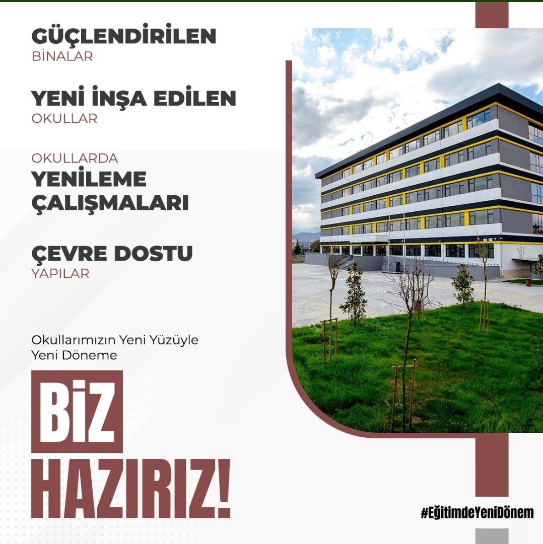 CetinSehit's tweet photo. Yeni Eğitim Öğretim Yılı Hazırlıklarında Sona Gelindi 

Bakan Özer: 12 Eylül Pazartesi günü çocuklarımızı ihtiyaçları giderilmiş, depreme karşı güvenli, teknolojiye uyumlu, çevre dostu okullarla karşılamak için tüm imkânlarımızı seferber ettik.

👉https://t.co/kn1CEMAfbV https://t.co/z818WvqGf5