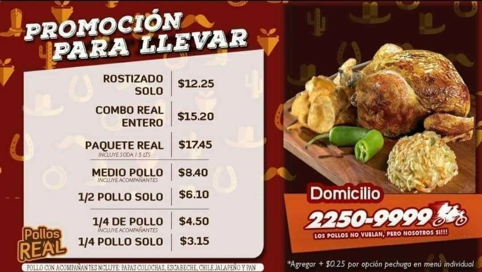 LaPagina's tweet photo. 🤠Lleva contigo todo el sabor Real #ParaLlevar las diversas promociones de nuestras, deliciosos rostizados donde tú vayas con la familia o amigos. 🍗
🚘 Conoce el autoservicio de sucursal Merliot.
#PollosReal #rostizados #típicos #carnitas https://t.co/W2oqm7TNP2